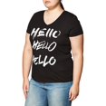 thumbnail image 3 of Hanes T-Shirt à Manches Courtes Col en V pour Femmes, m, Hello Hello Hello/noir, 3 of 3