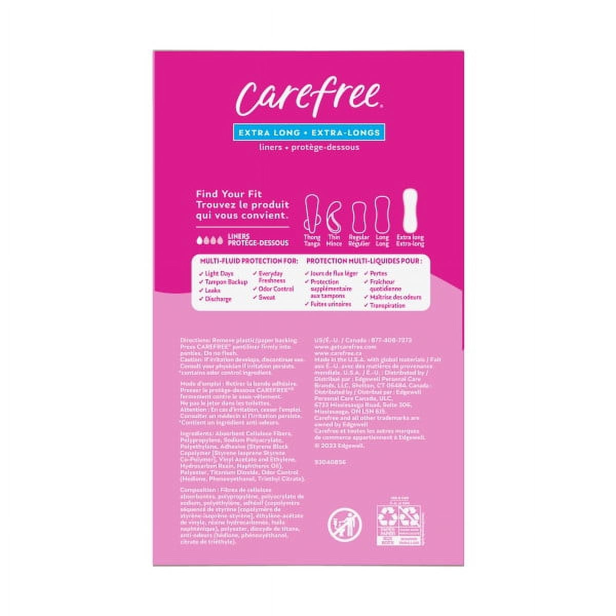 Carefree Acti Fresh Pantiliners Extra Long Flat Unscented Odor Control 100  Count - Klinmart