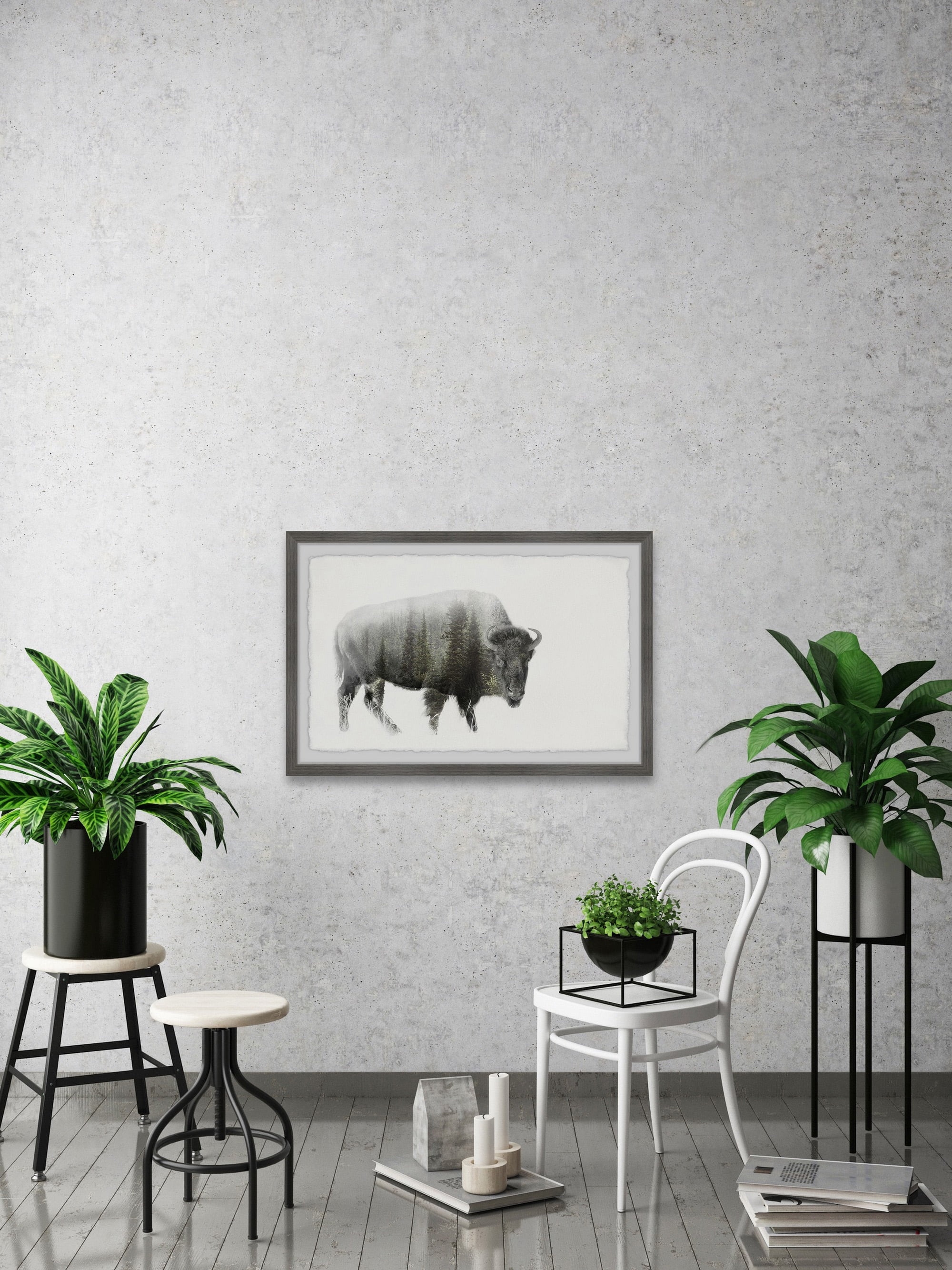 Marmont Hill Angry Bison Framed Wall Art, 20" x 30"