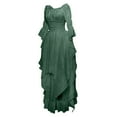 thumbnail image 5 of BiZtdJrK Women's Renaissance Maixi Dress Puff Sleeve Off the Shoulder Ruffle Corset Dresses Plus Size Halloween Party Outfits Army Green L, 5 of 6