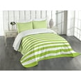 thumbnail image 3 of Ambesonne Lime Green Quilted Bedspread Set 3 Pcs, Watercolor Lines, King Size, White Lime Green, 3 of 5