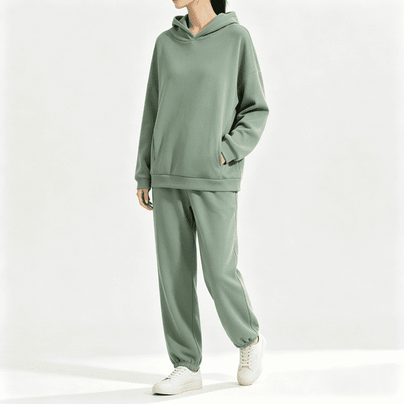 Bixock Women Fall and Winter Outfit Set,Women Two-piece Set,Women Casual Set Solid Color Hooded Long Sleeve Top and Jogger Pants Athletic Wear Set