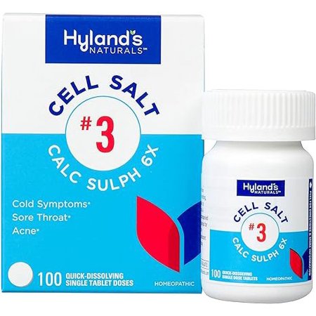 Hylands Naturals Cell Salt No 3 Calc Sulph 6X Tablets, Cold Relief, 100 Ea..
