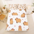 thumbnail image 5 of Erosebridal Brown Cute Capybara Bed Sheets For Capybara Lovers,Pink Bowknot Orange Polka Dots King Sheets 4 Pieces, 5 of 6