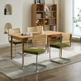 thumbnail image 3 of Rattan Dining Chairs Set of 2,Mid-Century Modern Kitchen Chairs, Armless Mesh Back Cane Chairs with Natural Cane Back & Stainless Chrome Base, Olive Green, 3 of 9