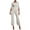 White, variant on Loose Fit Women's Jumpsuit Round Neck 7/7 Sleeve Split Sleeve Wide Leg Long Pants with Stretch Casual Poly Jumpsuit for Women Lightweight Breathable Easy Care S-2XL