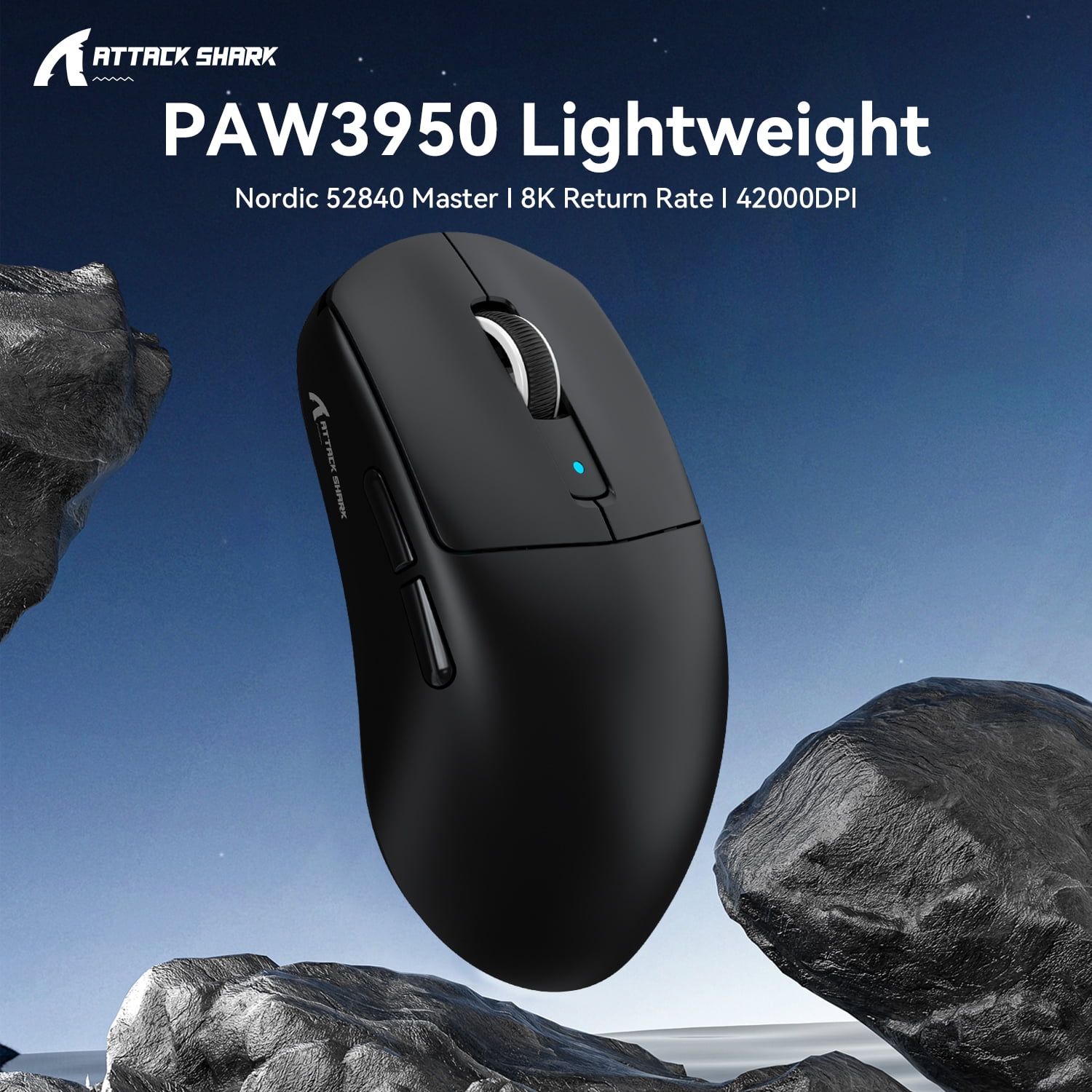 ATTACK SHARK R6 Ultralight 39g Wireless 8K PAW3950MAX Gaming Mouse, Nordic 52840 Chip, DPI up to 42000, 8000Hz Polling Rate, Ice-feeling Coating