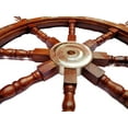 thumbnail image 3 of Nagina International Wood Hand Crafted Anchor Brass Accent Ship Wheel | Maritime Gift Decor (36 Inches), 3 of 6