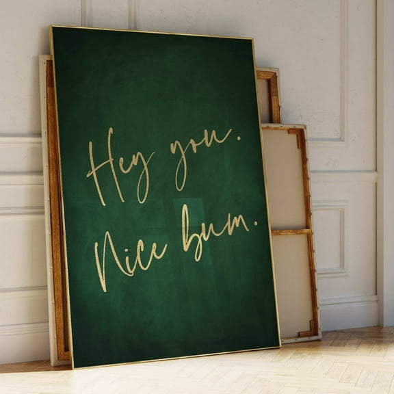 Green And Gold Nice Bum Print, Emerald Green Decor, Bedroom Wall Art, Above Bed Decor, Living Room Decor, Dark Green Wall Art, Gold Wall Art Wall Art, Modern Wall Decor, 8x12 UNFRAMED