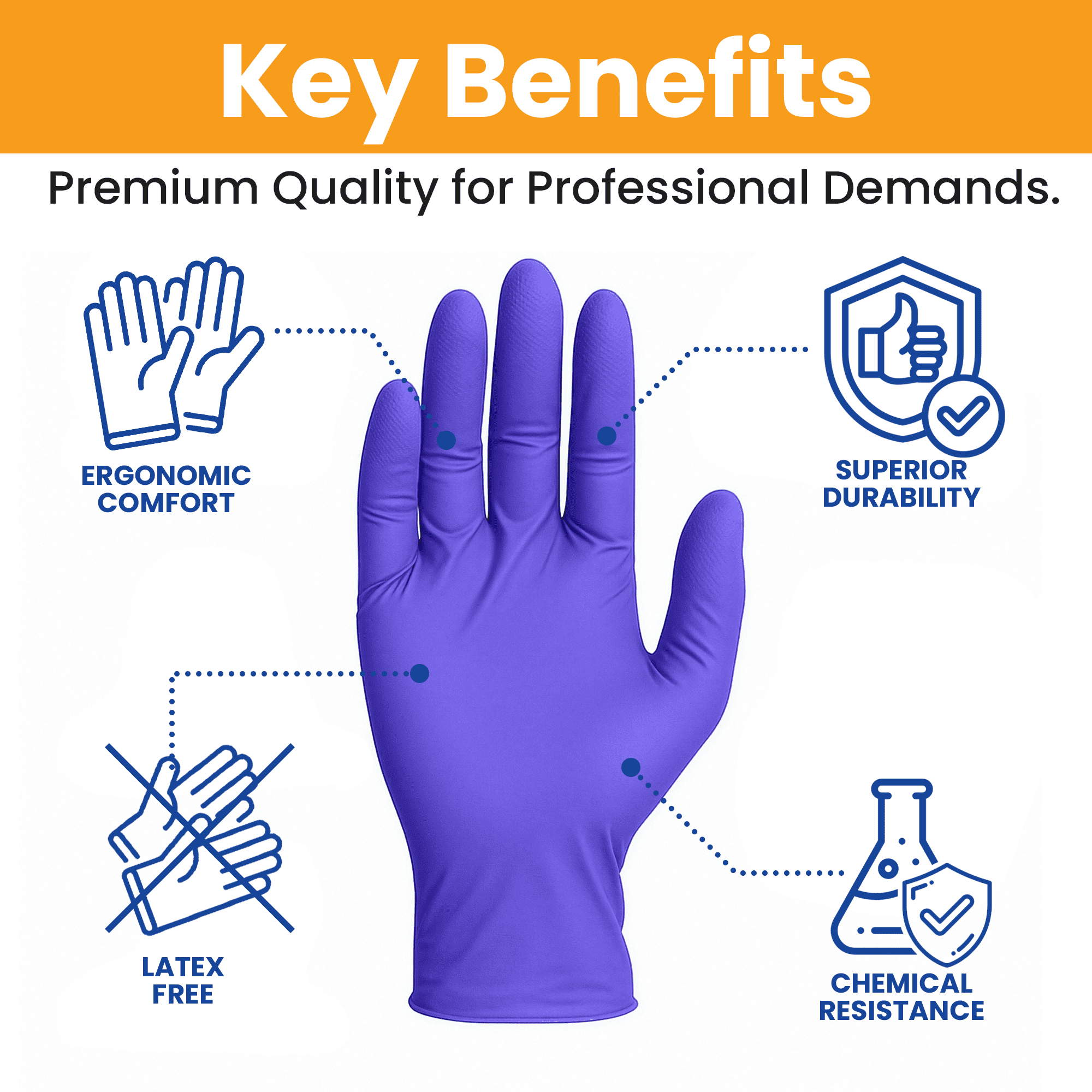 SAFEWAY USA Nitrile Gloves Disposable — Textured Fingertips, Non-Latex, Powder-Free and Multi-Purpose and Ambidextrous Design for House Cleaning, Food Prep, Esthetician and More —(4000 pcs, Large)