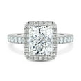 thumbnail image 2 of ESTE ORIGIN 4Ct Radiant Moissanite Halo Engagement Ring with Pavé Band in 18K White Gold for Women, 2 of 8