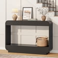 thumbnail image 4 of Aufeile 43" Console Table, Curved Entryway Table with Storage, 2-Tier Wood Sofa Table Behind the Couch, Narrow Entry Table for Hallway Foyer Entrance, Black, 4 of 9