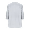 thumbnail image 7 of Striped Linen Tops for Women Trendy Casual V Neck Button Down Shirts Loose 3/4 Sleeve Spring Summer Blouses (M, White), 7 of 7