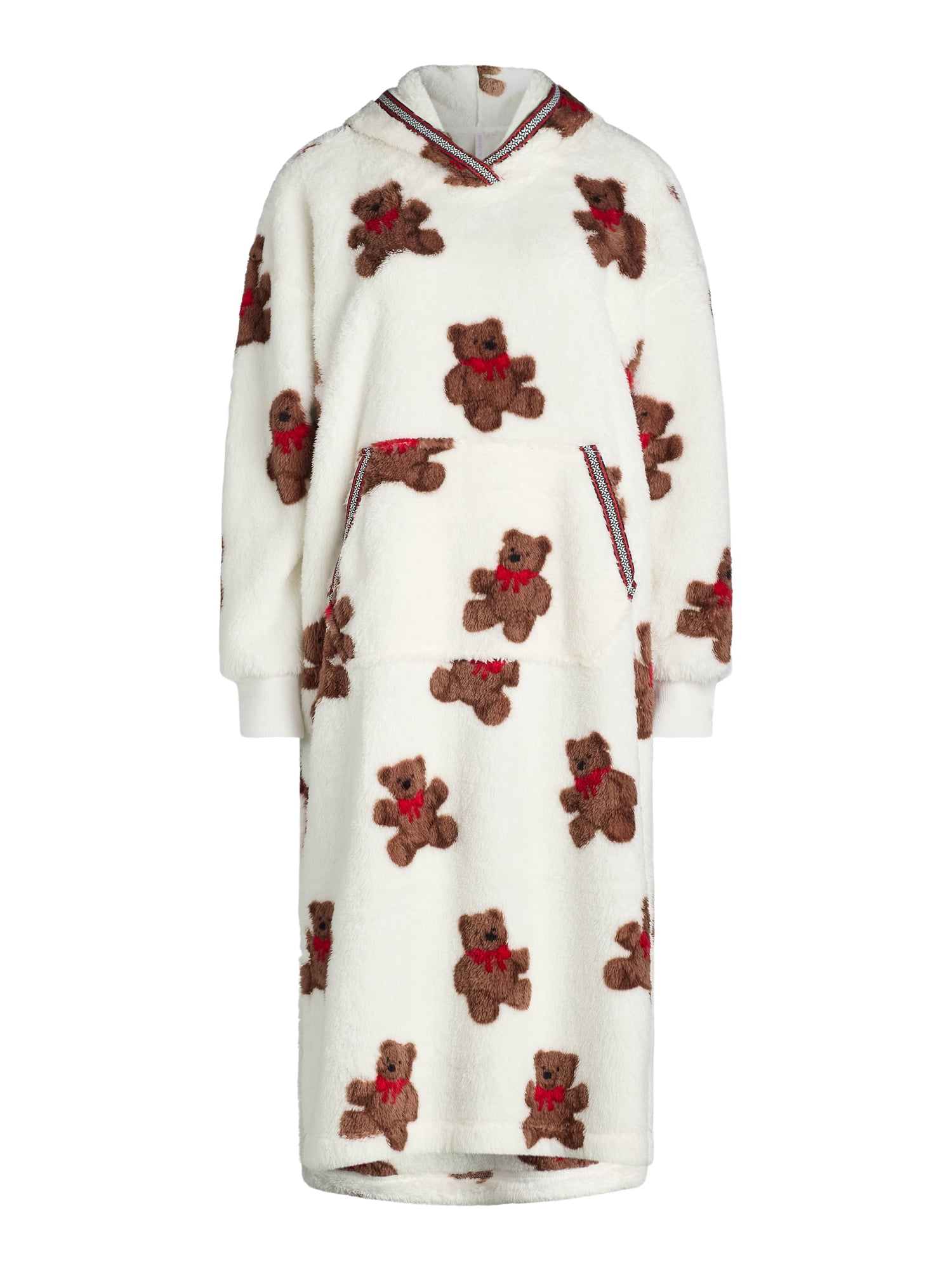 Joyspun Women's Oversized Hooded Plush Lounger, Size XS-3X