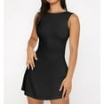thumbnail image 4 of Women'S Summer Sleeveless Boat Neck Mini Dress Slim Fit Party Club Bodycon Dresses Black L, 4 of 7
