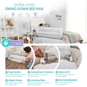 سكة أمان Regalo Extra Long Swing Down Bed للأطفال والصغار، إطار معدني، أبيض
