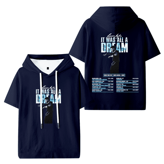Karan Aujla It Was All A Dream Tour Hooded T-shirt Women Men Fashion Short Sleeve Tee Casual Streetwear Clothes