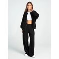 thumbnail image 6 of Women'S 2 Piece Outfits Oversized Casual Zip Up Long Sleeve Sweatshirt with Wide Leg Sweatpants Black L, 6 of 10