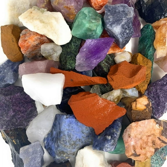WireJewelry 1.5 lbs of Bulk Rough Brazilian Stone Mix - Large Natural Rough Stone and Crystals for Tumbling