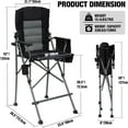 thumbnail image 4 of REDCAMP Extra Tall Folding Chairs for Adults with Adjustable Backrest, Portable Bar Height Foldable Director Chairs with Lumbar Support High Back and Footrest, 4 of 9