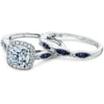 thumbnail image 5 of Rag Jewels 925 Sterling Silver 3.00 Ct Cushion Cut Aquamarine & Diamond Blue Sapphire Wedding Engagement Bridal Ring Set 14K White Gold Plated For Women's -9, 5 of 5