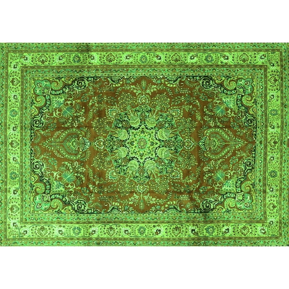 Ahgly Company Indoor Rectangle Persian Green Traditional Area Rugs, 5' x 7'