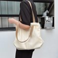 thumbnail image 2 of Bolso de lona unicolor de gran capacidad para mujer, nueva colección 2025, estilo japonés casual, bolso de hombro para estudiantes universitarios., 2 of 10