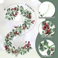 thumbnail image 4 of 2Pcs Christmas Artificial Garland, Xmas Berry Holly Leaves Garland Christmas Faux Greenery Garland Winter Snowy Red Berries Hanging Vine, Total Length 13FT, 4 of 8