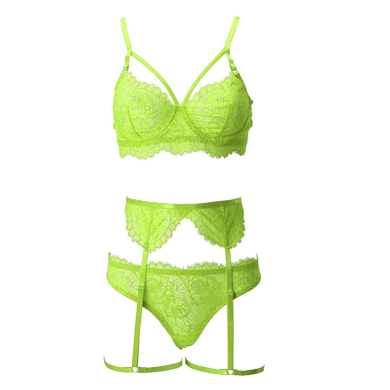 Bras for Women New Fashion Lace Lingerie Underwear Sleepwear Steel Ring  Pajamas Garter Push up Bras for Women Green Size:S-2XL 