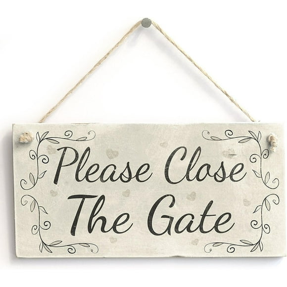 Please Close The Gate Country Home Decor Door Sign Plaque Hanging Wall Art Sign Rustic Wooden Wall Signs Decorative Wood Sign Home Kitchen Decor 12X6 In