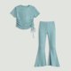 thumbnail image 5 of Niñas de Color Sólido Hielo Seda de Verano sin Mangas Y Pantalones de 2 Piezas, Traje Suelto Casual de Moda con Tela de Costillas, 5 of 6