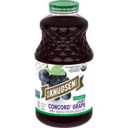 R.W. Knudsen Family Organic Just Concord Grape Juice, 100% Juice, 32 oz, Glass Bottle