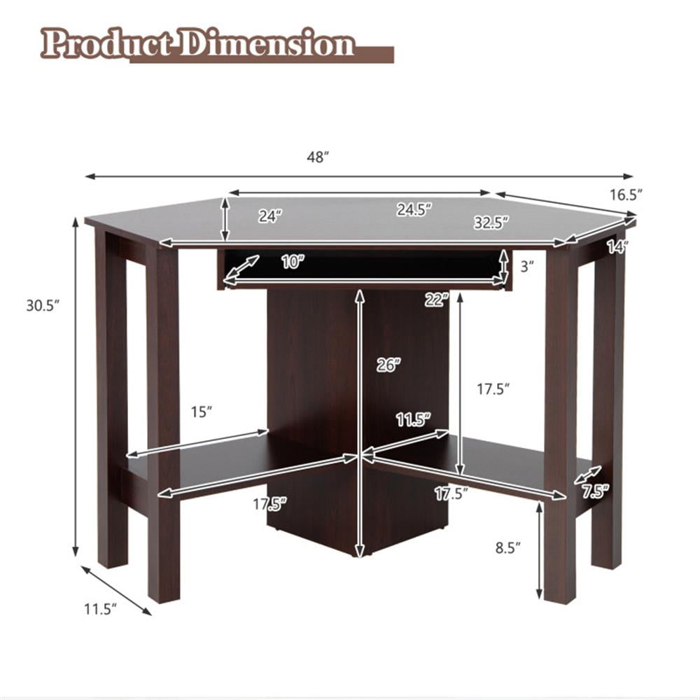 Demi Bonn Wooden Computer Corner Desk with Drawer for Home Office Sturdy Writing Workstation, Brown