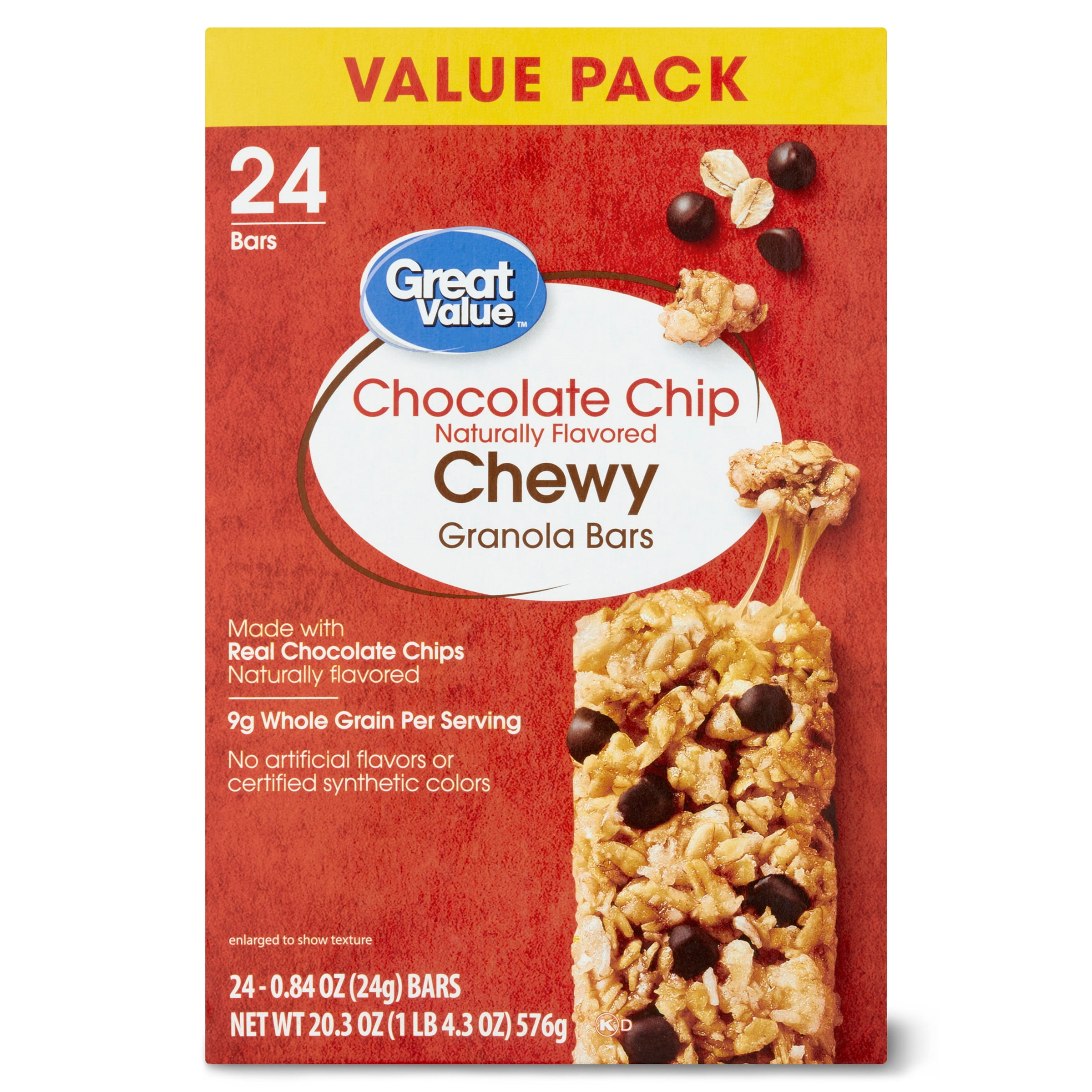 Great Value Chewy Chocolate Chunk Granola Bars Value Pack 20 3 Oz 24