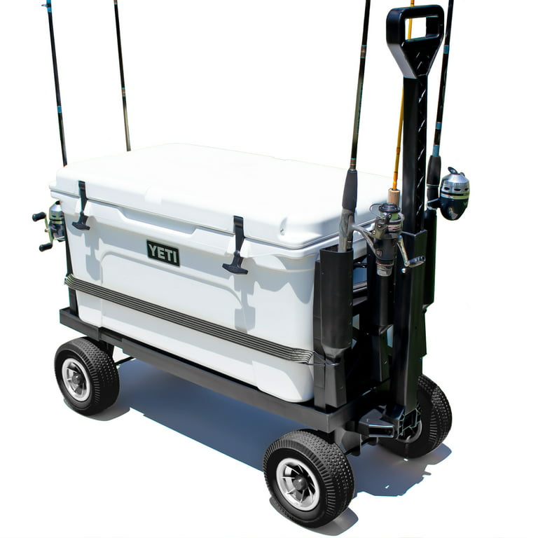 Pier Fishing Cart Gear Marine Dock Carts Wagon Trolley with 4 Wheels Fish  Pole Rod Holder