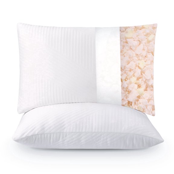 MaxKare Shredded Memory Foam Pillow 2 Pack Pillow for Bed, Side, Back and Stomach Sleepers, CertiPUR-US Certified 28"x20"
