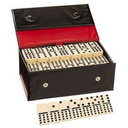 WE Games Double Twelve Dominoes - Ivory Colored Tiles, Thick Size Red Vinyl Case Family Game Night
