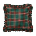 thumbnail image 2 of Kuokaa Red Green Yellow Plaid Ruffle Pillow Cover, Christmas Checkered Throw Cushion Case for Sofa, Cover Only, 2 of 7