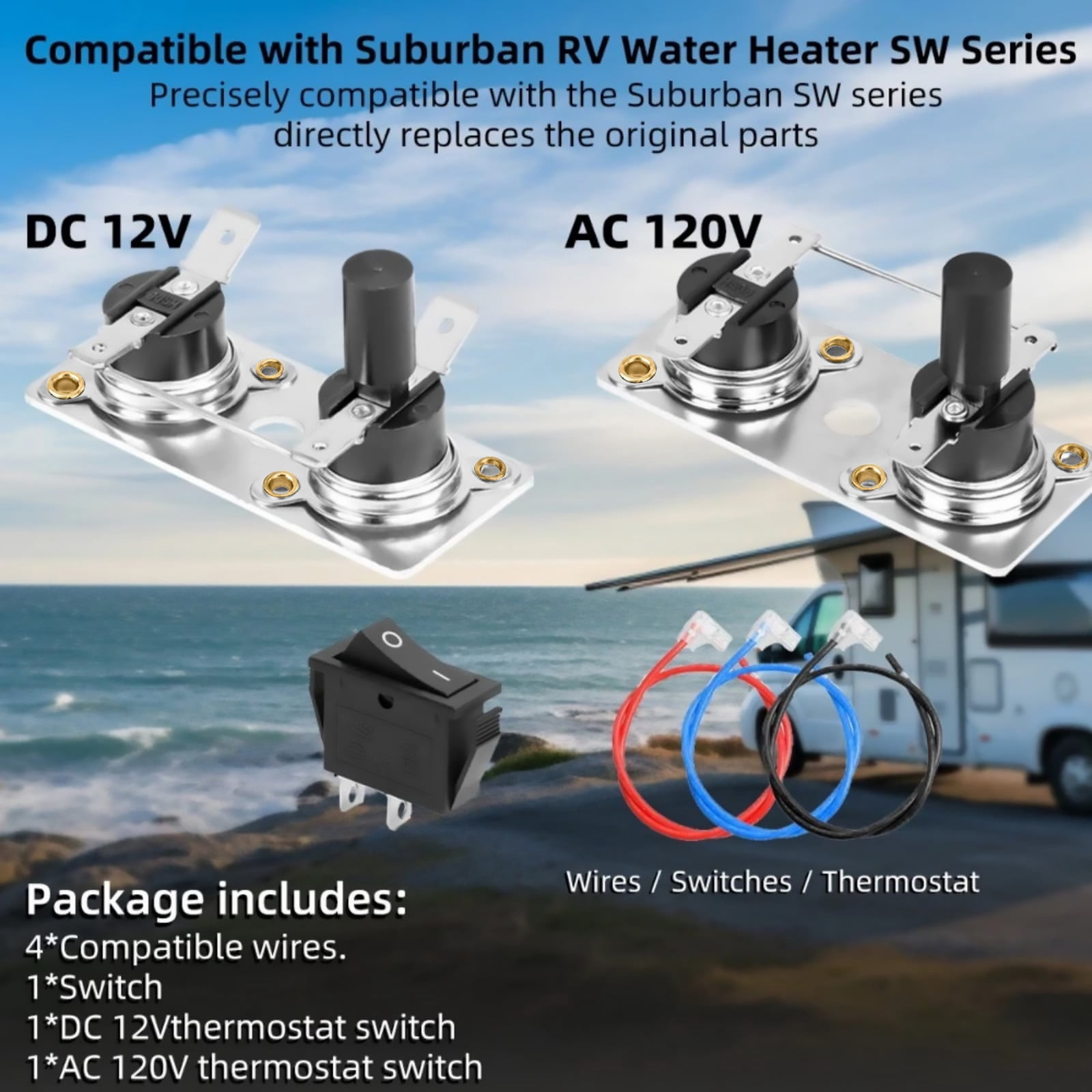 TAPDRA 12V DC 120V AC Water Heater Thermostat Set Thermal Cutoff Protection For RV SW Series After Serial 940900091