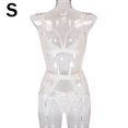 thumbnail image 1 of Conjunto de ropa interior de encaje floral de 3 piezas para mujer, sujetador sexy, bragas, liguero, blanco, S Scienceny XX000052-04, 1 of 7