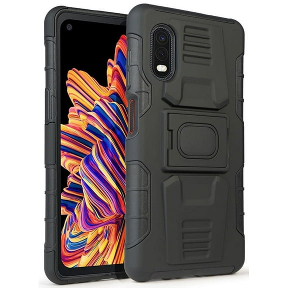 Case for Galaxy XCover Pro, Nakedcellphone Rugged Ring Grip Cover with Stand [Built-In Mounting Plate] for Samsung Galaxy XCover Pro Phone (SM-G715)