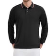 thumbnail image 1 of Camisa polo de golf de negocios de manga larga de ajuste regular para hombres, color sólido, talla L, negra, 1 of 6