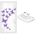 thumbnail image 7 of 3-Piece Towel Set,Retro Purple Butterflies Pattern Flying Butterfly Design Bath Towel Sets, 1 Bath Towel, 1 Hand Towel, 1 Washcloth, Absorbent Soft Towels Quick Drying for Bathroom, 7 of 7