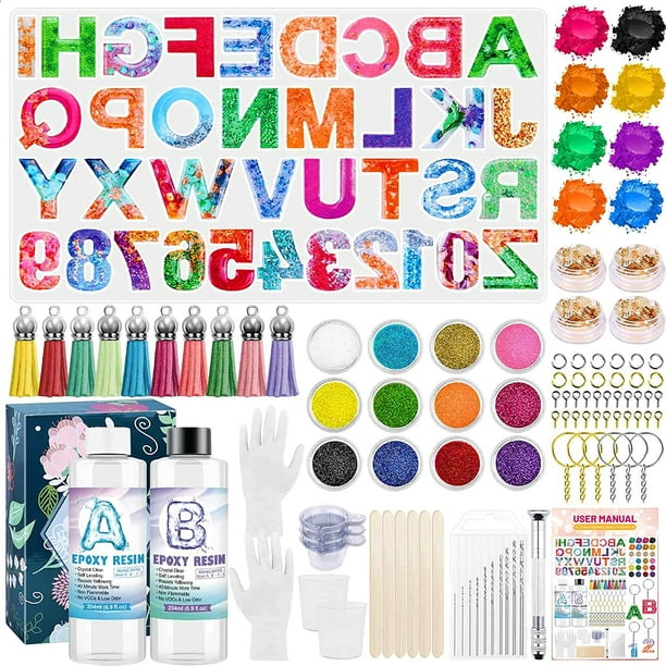Resin Keychain Kit, z Alphabet Resin Molds Kit with Alphabet Silicone  Molds, Epoxy Resin, Mica Powder, Glitter, Foil Flakes, Tassels, Keychains,  Jump Rings and Pin Vis for Resin Keychain Making 