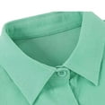 thumbnail image 4 of Wyobmus Womens Loose Long Sleeve Shirt Notch Lapel Dress Shirt Lightweight Solid Color Button Down Blouse Mint Green, 4 of 7