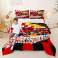 thumbnail image 2 of Castle Fairy Bold Fire Truck Full Size Comforter Sets 3 Pieces for Kids, Bright Engine Graphic Bedding Sets for Modern Room, Red,Black Reversible, 2 of 6