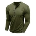 thumbnail image 2 of ZCFZJW Mens Casual Button Henley Shirts Trendy Athletic Workout Long Sleeve Pullover Sweatshirts Loose Regular Fit Soft Cotton Jacket Tops Army Green L, 2 of 5
