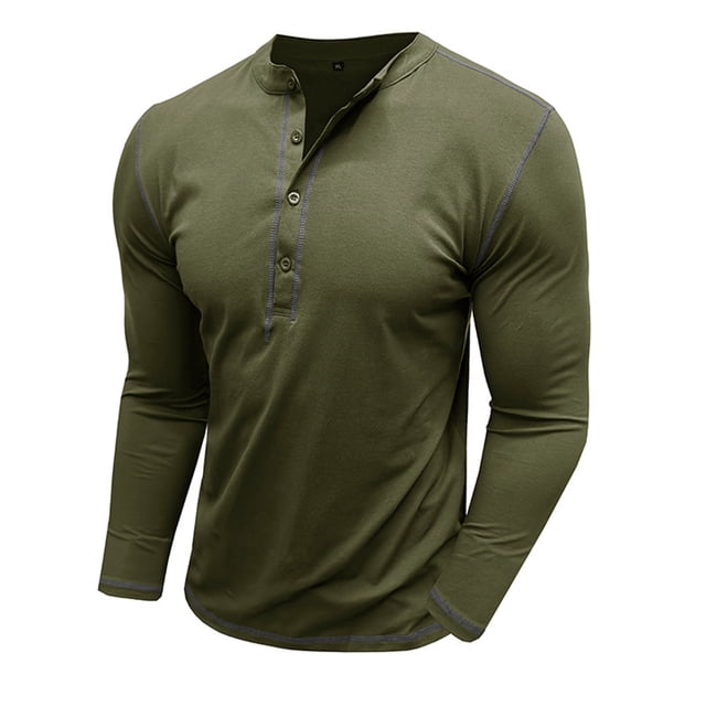 RXIRUCGD Blouse Décontractée à Manches Longues Col Rond pour Hommes, Vert Armée, Taille : L