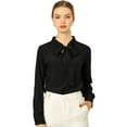 thumbnail image 1 of Allegra K Camisa Casual Con Botones Manga Larga Corbata De Lazo Para Mujer Negro M, 1 of 6