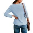 thumbnail image 4 of Long Sleeve Spring Autumn Women Lightweight Knit Sweater Female Round Neck Pullover, 4 of 5